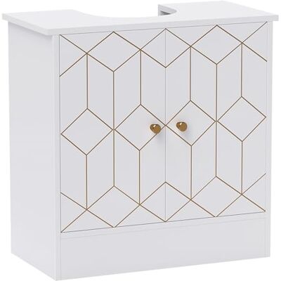 Homcom - Under Sink Cabinet - White - Gold Accents - Bathroom Storage Homcom - Under Sink Cabinet - White - Gold Accents - Bathroom Storage