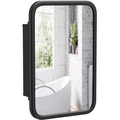 HOMCOM Bathroom Wall Cabinet with Mirror Black HOMCOM Bathroom Wall Cabinet with Mirror Black
