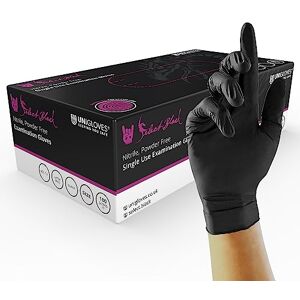 UNIGLOVES Select Black Nitrile GT0032 Single Use Examination Multipurpose, Powder Free Disposable Gloves, Optimised for Tattoo/Piercing and Beauty, Box of 100 Gloves, Black, Small UNIGLOVES Select Black Nitrile GT0032 Single Use Examination Multipurpose, Powder Free Disposable Gloves, Optimised for Tattoo/Piercing and Beauty, Box of 100 Gloves, Black, Small