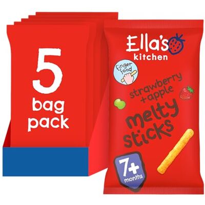 Ella's Kitchen Strawberry & Apple Melty Sticks 5 x 16g Ella's Kitchen Strawberry & Apple Melty Sticks 5 x 16g