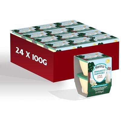HEINZ Baby Food Milk & Vanilla Immunity Support Pots 12x100g HEINZ Baby Food Milk & Vanilla Immunity Support Pots 12x100g