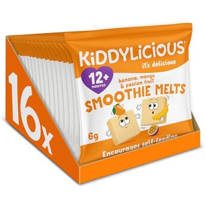 Kiddylicious Banana, Mango & Passionfruit Smoothie Melts Delicious Snacks for Kids Suitable for 12+ Months 16 Packs Kiddylicious Banana, Mango & Passionfruit Smoothie Melts Delicious Snacks for Kids Suitable for 12+ Months 16 Packs