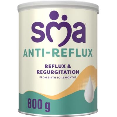SMA Nutrition SMA Anti-Reflux Infant Baby Formula Powder, from Birth 800g For the dietary management of frequent reflux and regurgitation. Thickened formula with starch to help feeds stay down SMA Nutrition SMA Anti-Reflux Infant Baby Formula Powder, from Birth 800g For the dietary management of frequent reflux and regurgitation. Thickened formula with starch to help feeds stay down