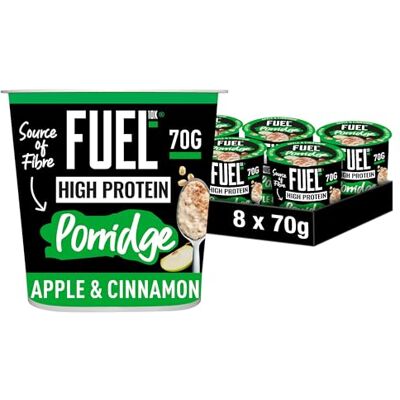 FUEL10K High Protein Apple and Cinnamon Porridge Pot, 13g Protein & Source of Fibre, 70g (Pack of 8) FUEL10K High Protein Apple and Cinnamon Porridge Pot, 13g Protein & Source of Fibre, 70g (Pack of 8)
