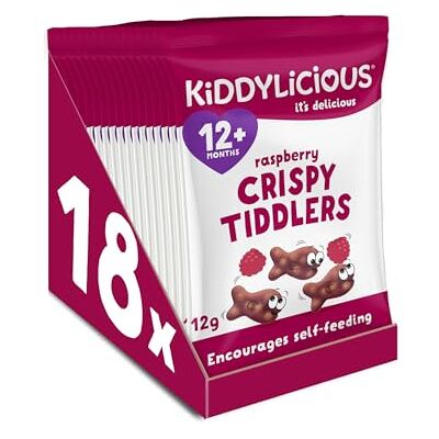 Kiddylicious Raspberry Crispy Tiddlers Delicious Real Fruit Treat for Kids Suitable for 12+ Months 18 Packs Kiddylicious Raspberry Crispy Tiddlers Delicious Real Fruit Treat for Kids Suitable for 12+ Months 18 Packs