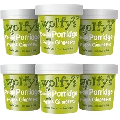 Wolfy's Spiced Porridge with Pear and Ginger Jam! 92 g (Pack of 6) Wolfy's Spiced Porridge with Pear and Ginger Jam! 92 g (Pack of 6)