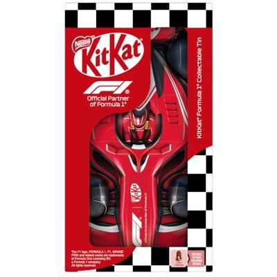 KitKat F1 Milk Chocolate Collectable Tin Car 132g Collectable F1 car tin with 12 milk chocolate cars, combining smooth chocolate with crispy wafer pieces; ideal for gifting KitKat F1 Milk Chocolate Collectable Tin Car 132g Collectable F1 car tin with 12 milk chocolate cars, combining smooth chocolate with crispy wafer pieces; ideal for gifting