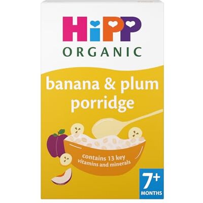 HiPP Organic Banana & Plum Porridge 7+ Months 200g (Pack of 4) HiPP Organic Banana & Plum Porridge 7+ Months 200g (Pack of 4)