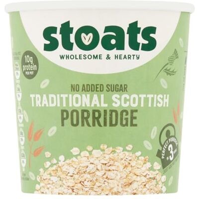 Stoats Classic Scottish Porridge Quick Pot – Made with Scottish Oats, Convenient Single-Serve 60g Pot, Great for Breakfast at Home or On-the-Go (Pack of 16) Stoats Classic Scottish Porridge Quick Pot – Made with Scottish Oats, Convenient Single-Serve 60g Pot, Great for Breakfast at Home or On-the-Go (Pack of 16)