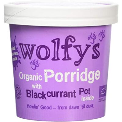 Wolfy's Organic Porridge with Blackcurrant Pot, 90 g, Pack of 6 Wolfy's Organic Porridge with Blackcurrant Pot, 90 g, Pack of 6