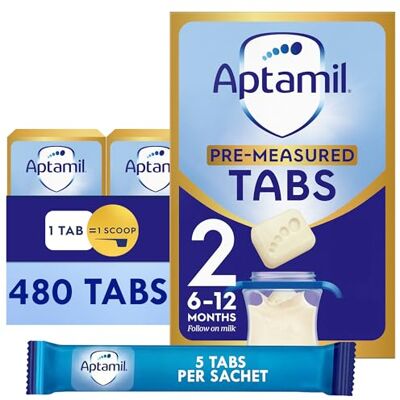 Aptamil 2 Follow On Baby Milk Formula Pre-Measured Tabs, 6-12 Months, 120 Aptamil 2 Follow On Baby Milk Formula Pre-Measured Tabs, 6-12 Months, 120