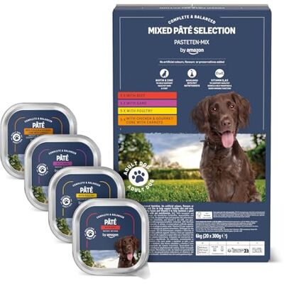 by Amazon Wet Dog Food, Paté Mixed, 300g, Pack of 20 by Amazon Wet Dog Food, Paté Mixed, 300g, Pack of 20