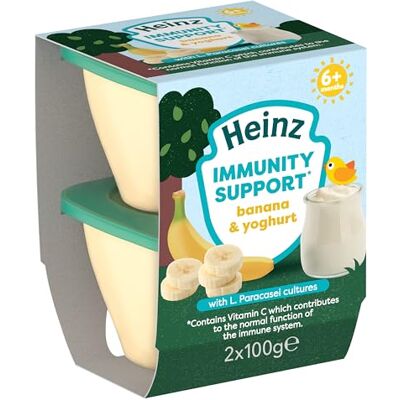 HEINZ Baby Food Banana & Yoghurt Immunity Support Pots 12x100g HEINZ Baby Food Banana & Yoghurt Immunity Support Pots 12x100g