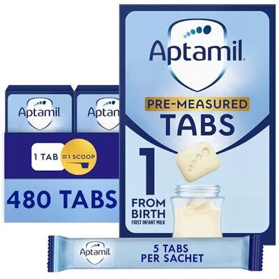 Aptamil 1 First Baby Milk Formula Pre-Measured Tabs, From Birth, 120 Tabs Aptamil 1 First Baby Milk Formula Pre-Measured Tabs, From Birth, 120 Tabs