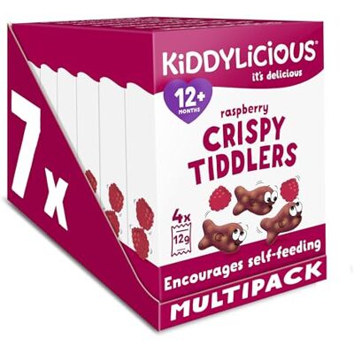 Kiddylicious Raspberry Crispy Tiddlers Delicious Real Fruit Treat for Kids Suitable for 12+ Months 7 Packs of 4 (28 Total) Kiddylicious Raspberry Crispy Tiddlers Delicious Real Fruit Treat for Kids Suitable for 12+ Months 7 Packs of 4 (28 Total)