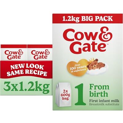 Cow & Gate 1 First Infant Baby Milk Powder Formula From Birth, 1.2KG Cow & Gate 1 First Infant Baby Milk Powder Formula From Birth, 1.2KG