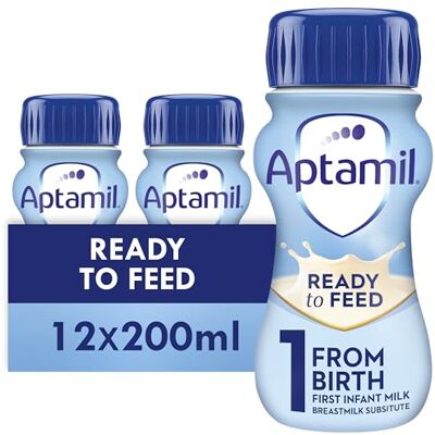 Aptamil 1 First Infant Baby Milk Liquid Formula, Ready to Feed, From Birth, 200 ml, Pack of 12 Aptamil 1 First Infant Baby Milk Liquid Formula, Ready to Feed, From Birth, 200 ml, Pack of 12