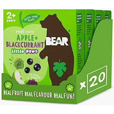 BEAR Fruit Paws Apple & Blackcurant (Pack of 20) – 100% Fruit, No Added Sugar, Ideal lunchbox snack for kids or On‑the‑Go BEAR Fruit Paws Apple & Blackcurant (Pack of 20) – 100% Fruit, No Added Sugar, Ideal lunchbox snack for kids or On‑the‑Go