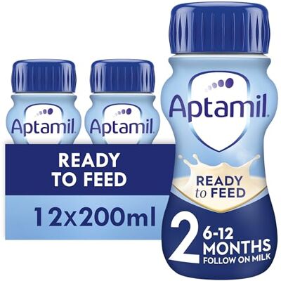 Aptamil 2 Follow On Baby Milk Ready to Use Liquid Formula, 6-12 Months, 200ml (Pack of 12) Aptamil 2 Follow On Baby Milk Ready to Use Liquid Formula, 6-12 Months, 200ml (Pack of 12)