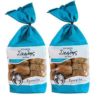 Erofili Avgenakis Erofili Rye Rusks from Crete 2 x 400g (800g) Authentic Greek Rye Barley Rusks Traditional Mediterranean Bread Snack Natural Ingredients, Low Fat, High Fibre No Preservatives Erofili Avgenakis Erofili Rye Rusks from Crete 2 x 400g (800g) Authentic Greek Rye Barley Rusks Traditional Mediterranean Bread Snack Natural Ingredients, Low Fat, High Fibre No Preservatives