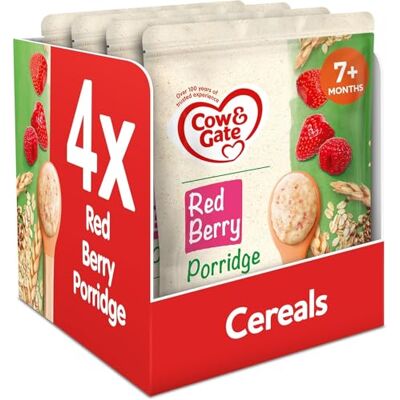 Cow & Gate Red Berry Wholegrain Porridge Baby Food Cereal, 7+ Months, 200g (Pack of 4) Cow & Gate Red Berry Wholegrain Porridge Baby Food Cereal, 7+ Months, 200g (Pack of 4)