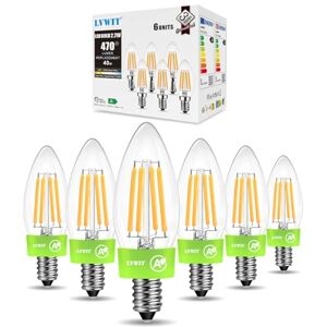 LVWIT E14 Candle Bulb,Ultra-Efficient E14 Light Bulb,40W Small Screw Light Bulbs,2.2W Energy Saving Light Bulbs,A-Class Warm White Light Candle Bulbs,470LM,2700K,Non Dimmable (6 PCS,Clear) LVWIT E14 Candle Bulb,Ultra-Efficient E14 Light Bulb,40W Small Screw Light Bulbs,2.2W Energy Saving Light Bulbs,A-Class Warm White Light Candle Bulbs,470LM,2700K,Non Dimmable (6 PCS,Clear)