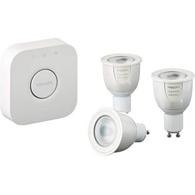 Philips White & Colour Ambiance GU10 Lamp Starter Set of 3, up to 16 Million Colours, Dimmable, Controllable via App, Compatible with Amazon Alexa Philips White & Colour Ambiance GU10 Lamp Starter Set of 3, up to 16 Million Colours, Dimmable, Controllable via App, Compatible with Amazon Alexa