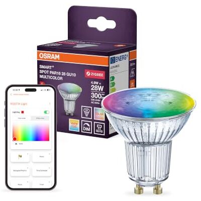 OSRAM Smart LED Spot PAR16 Reflector GU10, 4.9W ZigBee 3.0, RGBW 16 Million Colors, Dimmable, App Control, Alexa OSRAM Smart LED Spot PAR16 Reflector GU10, 4.9W ZigBee 3.0, RGBW 16 Million Colors, Dimmable, App Control, Alexa