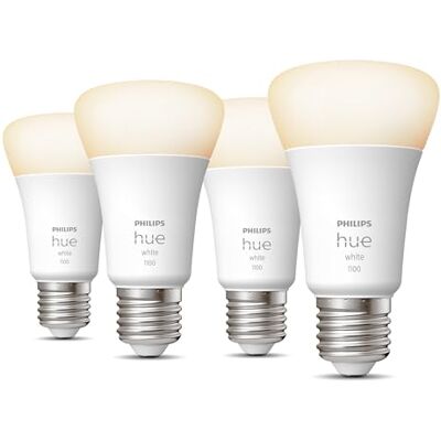 Philips White E27 lamp 4-Pack 4x1055lm, dimmable, Warm White Light, controllable via app, Compatible with Amazon Alexa (Echo, Echo Dot) Philips White E27 lamp 4-Pack 4x1055lm, dimmable, Warm White Light, controllable via app, Compatible with Amazon Alexa (Echo, Echo Dot)