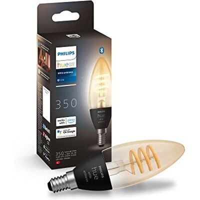 Philips Filament Candle Light Bulb, E14 Small Edison Screw White Ambience Light, Smart LED, Dimmable, Energy Efficient, Indoor Lighting, Bluetooth App Control, Smart Home Philips Filament Candle Light Bulb, E14 Small Edison Screw White Ambience Light, Smart LED, Dimmable, Energy Efficient, Indoor Lighting, Bluetooth App Control, Smart Home