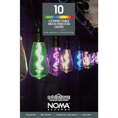 Noma 10 Colourful Connectable Neon Bulb LED Festoon Lights (Pack of 1) Noma 10 Colourful Connectable Neon Bulb LED Festoon Lights (Pack of 1)