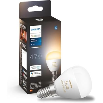 Philips Luster Light Bulb, E14 Edison Screw White Ambience Light, 16 Million Colours, Dimmable, Smart LED, Indoor Home Lighting, Smart Home Philips Luster Light Bulb, E14 Edison Screw White Ambience Light, 16 Million Colours, Dimmable, Smart LED, Indoor Home Lighting, Smart Home