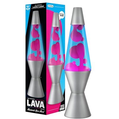 Lava Lamp 14.5"- The Original Motion Lamp Pink and Blue Liquid with Silver Base Item #2102 Lava Lamp 14.5"- The Original Motion Lamp Pink and Blue Liquid with Silver Base Item #2102