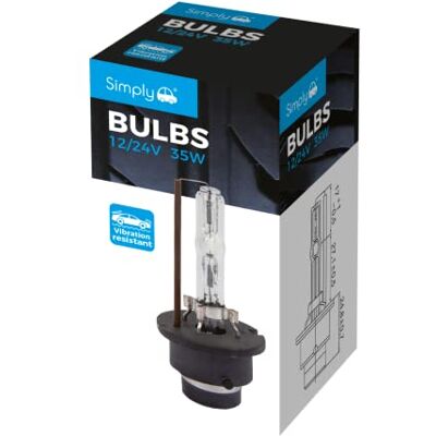 Simply D4S Pack of 1 Xenon Gas Discharge Bulb 12v to 24v, 35w PK32d-5 base E-Marked, White Simply D4S Pack of 1 Xenon Gas Discharge Bulb 12v to 24v, 35w PK32d-5 base E-Marked, White