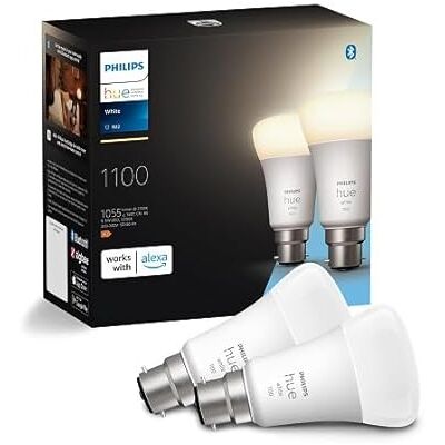 Philips Smart Bulb, B22, Dimmable, Dynamic Settings, Works with Alexa, Google Assistant and Apple Homekit, Twin Pack Philips Smart Bulb, B22, Dimmable, Dynamic Settings, Works with Alexa, Google Assistant and Apple Homekit, Twin Pack