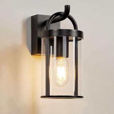 HARPER LIVING Outdoor Wall Lights, Black Retro Outside Lights Mains Powered, Contemporary Industrial Wall Lantern, Weatherproof IP65 Porch Light, Front Door, Garden Walkway, E27 Cap (No Sensor) HARPER LIVING Outdoor Wall Lights, Black Retro Outside Lights Mains Powered, Contemporary Industrial Wall Lantern, Weatherproof IP65 Porch Light, Front Door, Garden Walkway, E27 Cap (No Sensor)