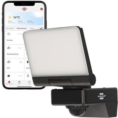 Brennenstuhl Connect WiFi LED Floodlight WF 2051 P (24W, 2800lm, IP54, Various Light Functions Adjustable via app, Outdoor Security Light for wall mounting with Motion Detector) Brennenstuhl Connect WiFi LED Floodlight WF 2051 P (24W, 2800lm, IP54, Various Light Functions Adjustable via app, Outdoor Security Light for wall mounting with Motion Detector)
