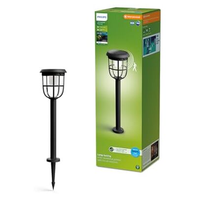 Philips Lighting Radii UltraEfficient Auto-linkable Solar Path Light, 1.3W, 3000K, Black, Motion Sensor, IP44 Weatherproof Philips Lighting Radii UltraEfficient Auto-linkable Solar Path Light, 1.3W, 3000K, Black, Motion Sensor, IP44 Weatherproof