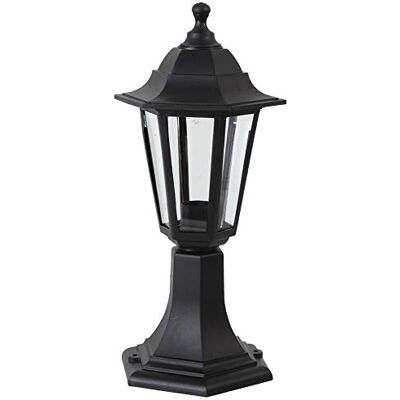 PRO ELEC Outdoor Lantern Post Top Light, IP44, Black, Mains Powered PRO ELEC Outdoor Lantern Post Top Light, IP44, Black, Mains Powered