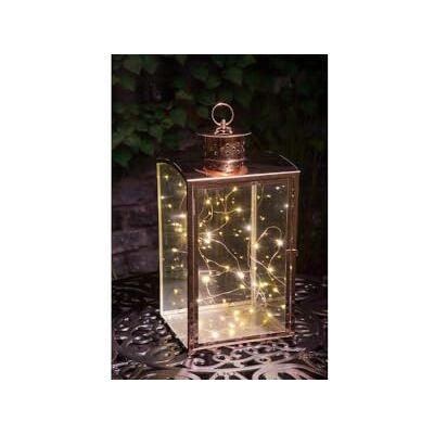 Noma Modern Metallic Glass Lantern with Copper Wire Lights (Pack of 1) Noma Modern Metallic Glass Lantern with Copper Wire Lights (Pack of 1)