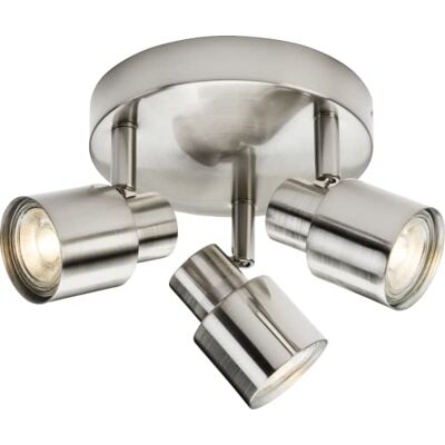 Knightsbridge GU10 Triplet Spotlight - Brushed Chrome Lighting Fixture Knightsbridge GU10 Triplet Spotlight - Brushed Chrome Lighting Fixture