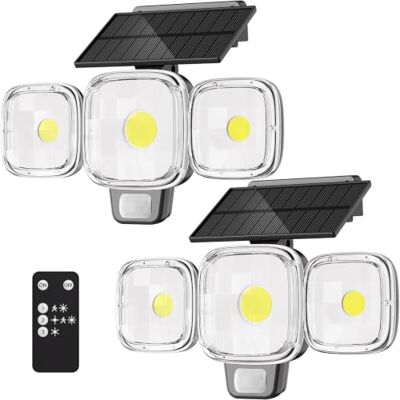 Rottogoon Solar Lights Outdoor Motion Sensor for Garden, 3000LM, 3 Modes 3-Head 270° Wide Angle Solar Security Light, IP65 Waterproof, Remote Control, Outdoor Wall Lights for Patio Garage, 2 Pack Rottogoon Solar Lights Outdoor Motion Sensor for Garden, 3000LM, 3 Modes 3-Head 270° Wide Angle Solar Security Light, IP65 Waterproof, Remote Control, Outdoor Wall Lights for Patio Garage, 2 Pack