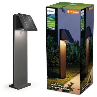Philips Lighting Solar Pedestal Light, Black Warm White Light 2700K, Dual Brightness, Dusk-to-Dawn Operation, 400lm, 3.6W, Outdoor-Rated (IP44), 128 x 142 x 463 mm Philips Lighting Solar Pedestal Light, Black Warm White Light 2700K, Dual Brightness, Dusk-to-Dawn Operation, 400lm, 3.6W, Outdoor-Rated (IP44), 128 x 142 x 463 mm