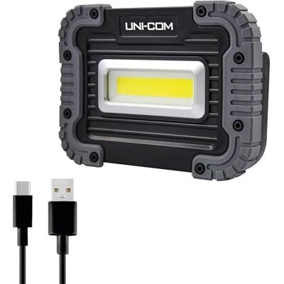 Uni-Com Rechargeable Flood Light – Powerful 10W COB LED Site Light, 3 Lighting Modes, Adjustable Stand, Magnetic Mount, USB Output & Included USB-C Charging Cable for DIY, Camping, Work & Home Use Uni-Com Rechargeable Flood Light – Powerful 10W COB LED Site Light, 3 Lighting Modes, Adjustable Stand, Magnetic Mount, USB Output & Included USB-C Charging Cable for DIY, Camping, Work & Home Use