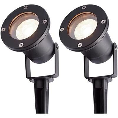 4lite Outdoor Spike Light (Black) Pack fo 2 IP65 Rated Garden Single Spot Light Supplied with 2X 2700k 6500k Smart GU10 Bulb 4L2/2010x2-4Yr Guarantee 4lite Outdoor Spike Light (Black) Pack fo 2 IP65 Rated Garden Single Spot Light Supplied with 2X 2700k 6500k Smart GU10 Bulb 4L2/2010x2-4Yr Guarantee