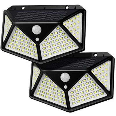 NUÜR Solar Lights Outdoor,100 LED Solar Motion Sensor Security Lights Waterproof Wireless Solar Powered Light 270º Solar Wall Lights for Pathway Garage Fence Yard NUÜR Solar Lights Outdoor,100 LED Solar Motion Sensor Security Lights Waterproof Wireless Solar Powered Light 270º Solar Wall Lights for Pathway Garage Fence Yard
