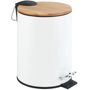 WENKO Tortona Cosmetics Pedal Bin Easy Matte White with Soft Close Mechanism, Metal, 17 x 23.5 x 21 cm WENKO Tortona Cosmetics Pedal Bin Easy Matte White with Soft Close Mechanism, Metal, 17 x 23.5 x 21 cm