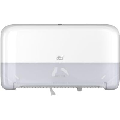 Tork Mini Jumbo 2-Roll Toilet Paper Dispenser White T2, 555560 Enclosed, Elevation Range, White Tork Mini Jumbo 2-Roll Toilet Paper Dispenser White T2, 555560 Enclosed, Elevation Range, White