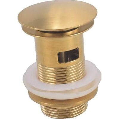 VeeBath Ideal Slotted Basin Waste Full Dome, Pop-Up Basin Waste, Modern Waste for Bathroom Sink with Click Clack Function, Brushed Brass VeeBath Ideal Slotted Basin Waste Full Dome, Pop-Up Basin Waste, Modern Waste for Bathroom Sink with Click Clack Function, Brushed Brass