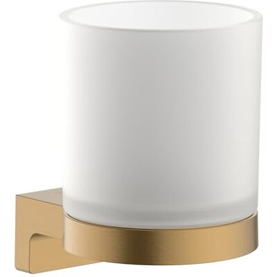 Hansgrohe AddStoris S toothbrush holder, toothbrush tumbler for wall mounting, concealed fastening, bathroom accessories, brushed bronze, 41769140 Hansgrohe AddStoris S toothbrush holder, toothbrush tumbler for wall mounting, concealed fastening, bathroom accessories, brushed bronze, 41769140